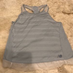 New Balance racer back light blue/mesh workout top